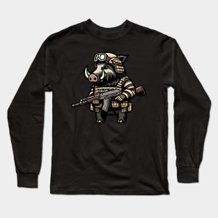 Tactical Wild Boar Adventure Tee: Unleash the Beast Within Long Sleeve T-Shirt